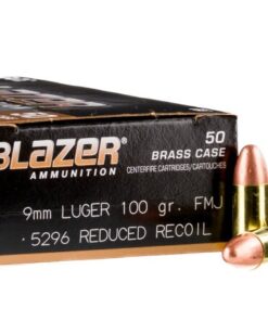 1000 Rounds of 9mm Ammo by Blazer Brass Reduced Recoil - 100gr FMJ