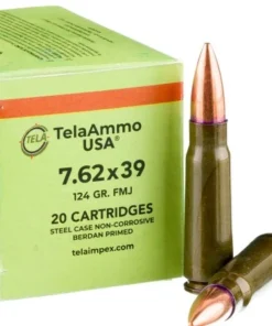 20 Rounds of 7.62x39 Ammo by Tela Impex - 124gr FMJ